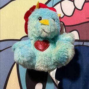 Plush Heart Chicken Toy - Blue and Red